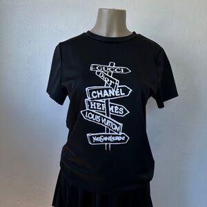 Black Graphic Street-Sign Logo Tee